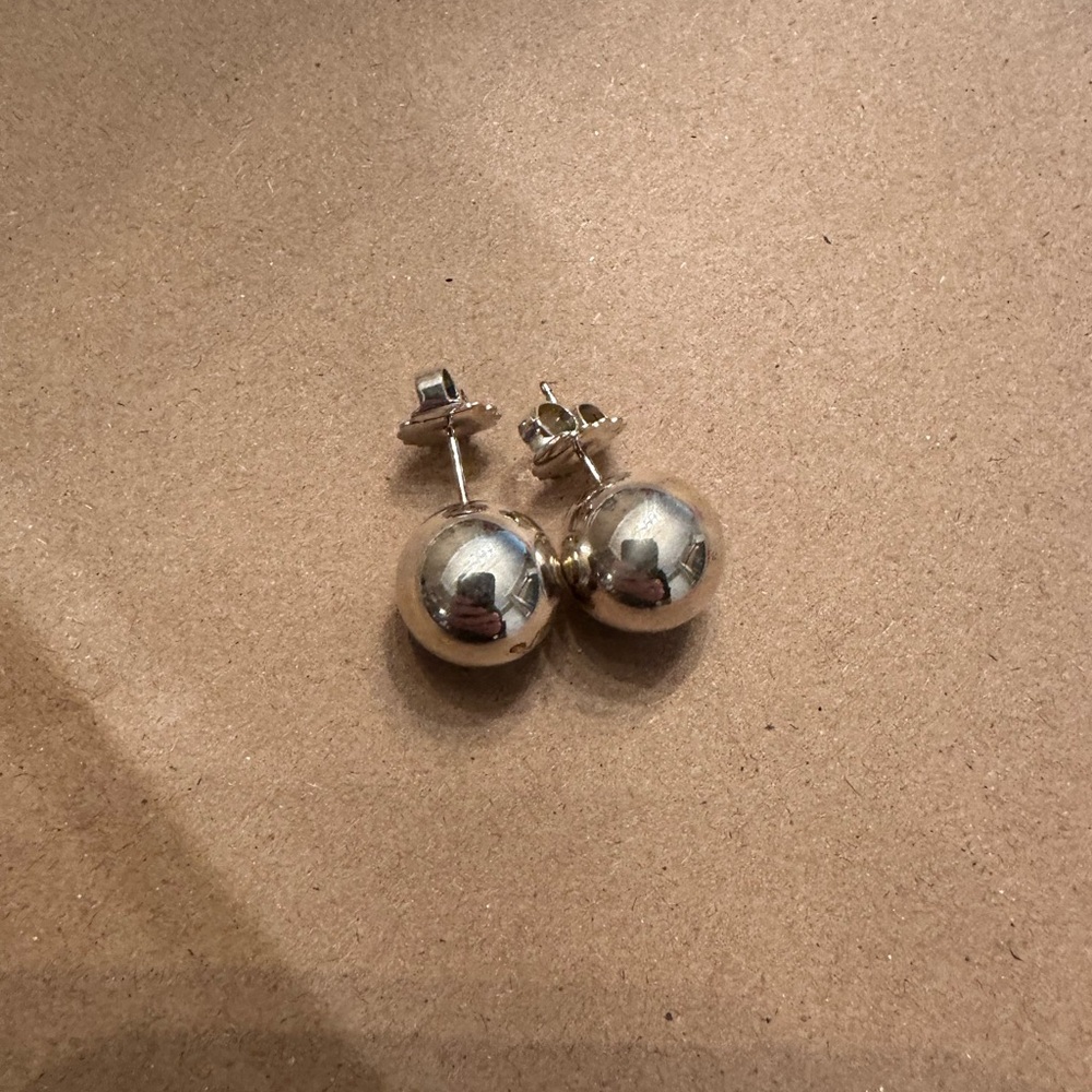 Tiffany & Co. Shiny Silver Sphere Earrings